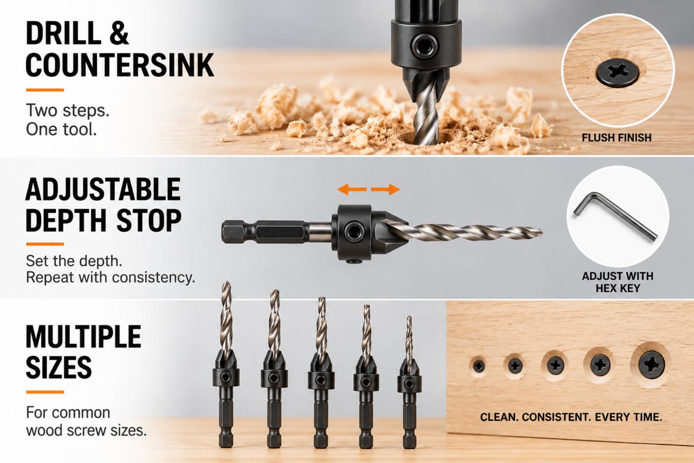 tapered countersink drill bit